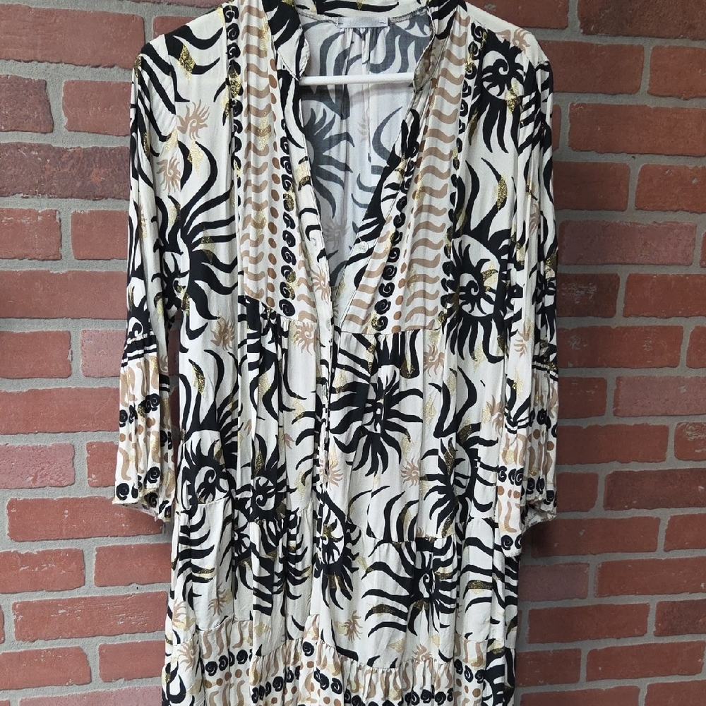Black and White w/ Gold Patterned Dress